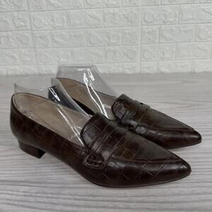 Marc Fisher Feud2 Pointed Toe Loafer Womens US 9M Brown Embossed Slip On Leather